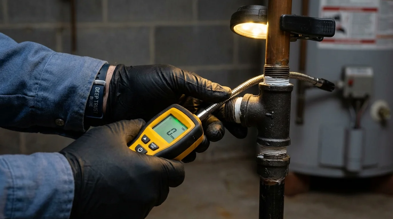 Gas leak detection with electronic sniffer by Johns Plumbing LLC in Butler